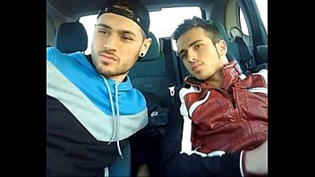 Cute guys sucking and kissing in the car
