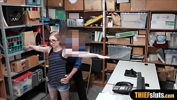 Petite pale teen thief strip searched and punish fucked