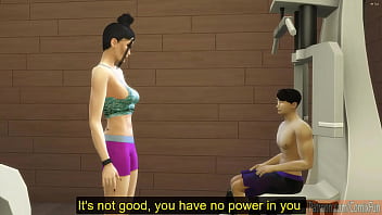 Japanese step Mom Helps Her In The Gym To Motivate Him For The Competition