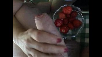 cum on food - strawberries