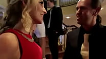 Sexy Blonde Jenny in a Red Dress Gets Fucked at a Company Party